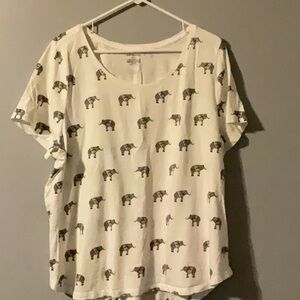 Lane Bryant Size 22/24 Elephant Print White Women's Top